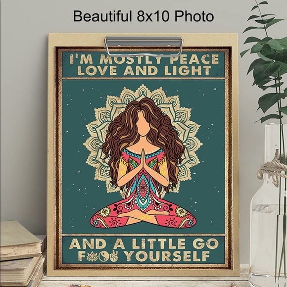 ☮️8x10 Wall Art🕊- I’m mostly Peace and Love - Funny Sign - Picture 2 of 4